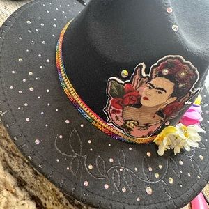 Frida fedora hat. Handmade. Burnt in design